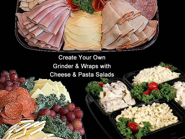 team building food choice for team building package includes Cold cut platter, pasta and potato salad and cheese plate