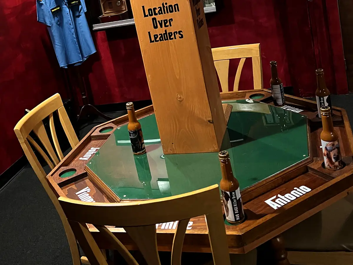 card table game inside Mob Rats puzzle room